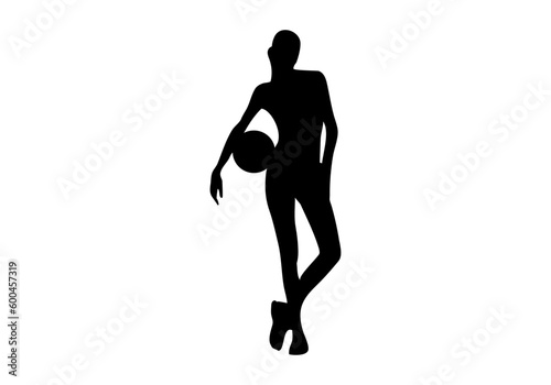 Icono negro de chica deportista sujetando un balón