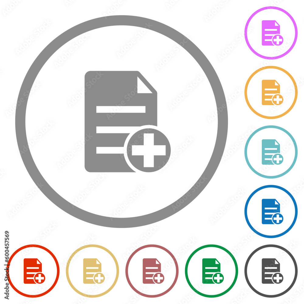 Add new document flat icons with outlines Add new document flat icons with outlines