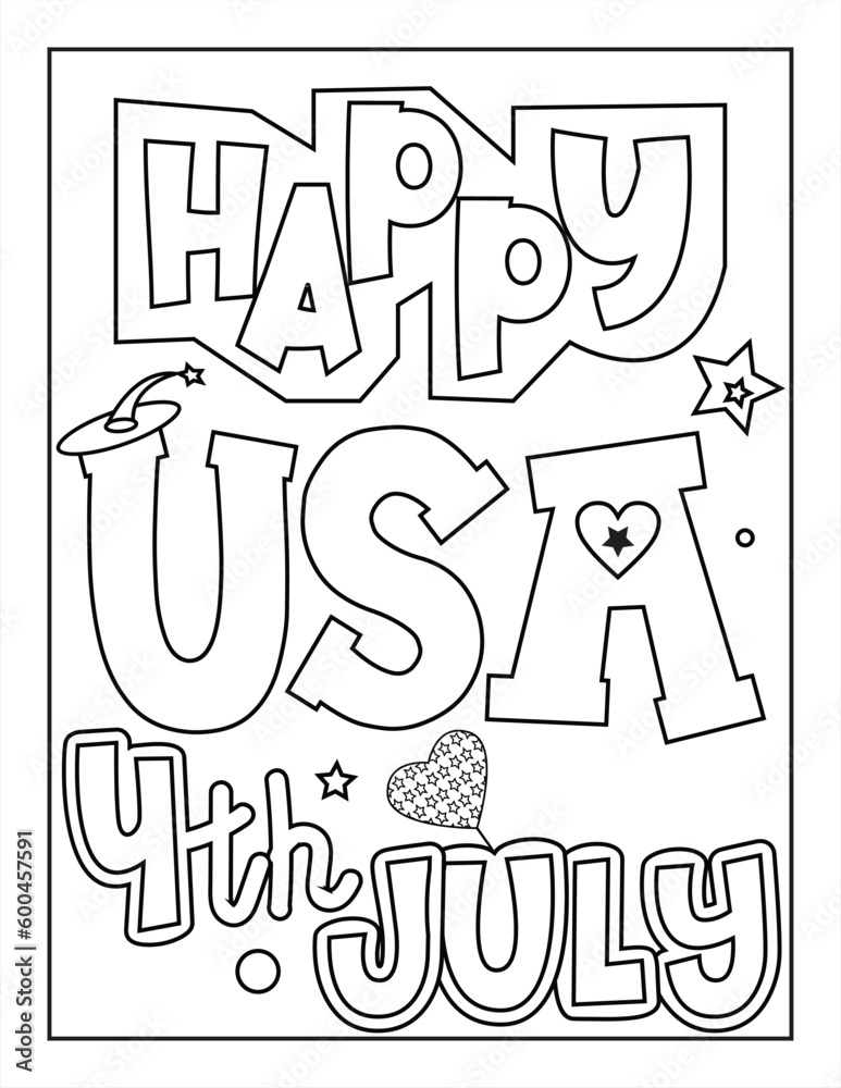 4th of July American Independence Day coloring page for kids and adults, 4th July coloring page 4th of July American Independence Day coloring page for kids and adults, 4th July coloring page