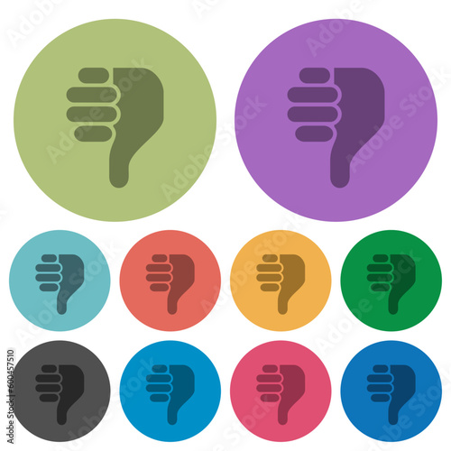 Right handed thumbs down solid color darker flat icons