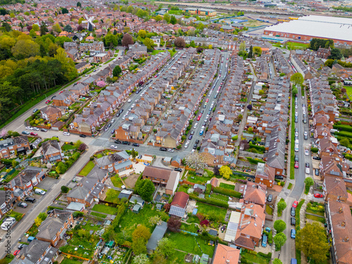 Aerial view of Holgate residential suburb of York, North Yorkshire