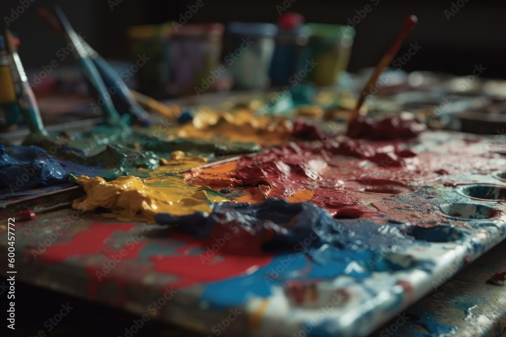 artist's palette with various vibrant paint colors artist's palette with various vibrant paint colors