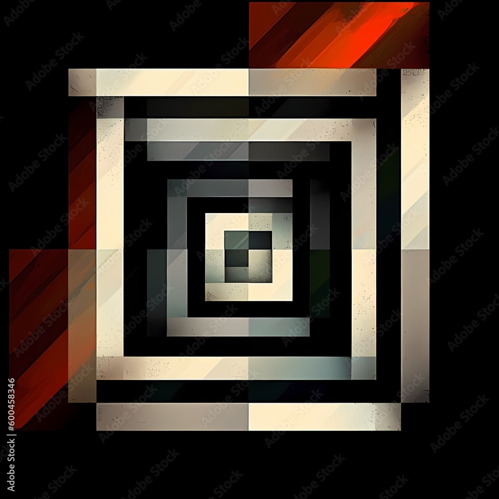 Geometric Modern Art. Poster or pattern art. Square rectangle perspective. Infinity corridor. Generative Ai. Geometric Modern Art. Poster or pattern art. Square rectangle perspective. Infinity corridor. Generative Ai.