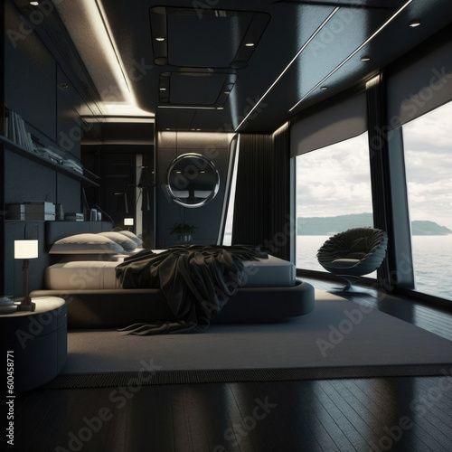 yacht bedroom interior, luxury yacht