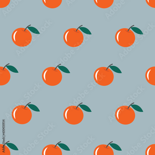 Illustration of orange fruit on grey background vector seamless