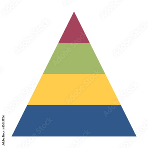 colorful pyramid chart with 4 steps, triangle infographic illustration vector graphic