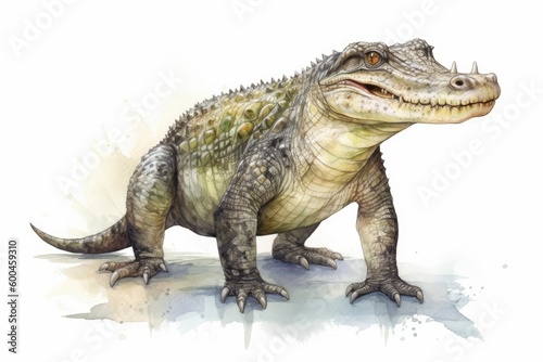 Crocodile isolated on white background. Generative AI. © hugo