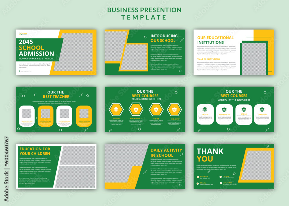 Modern open for school admission powerpoint presentation editable slide design