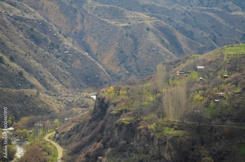 View of the mountains. Landscape in the mountains. View. View of the mountains in Armenia. Mountain village. View of the gorge from above. Armenian nature. The Fault. Mountains and river.