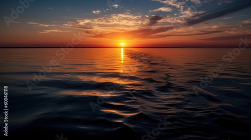 A beautiful orange sunset over the ocean
