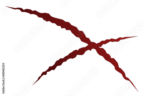 red animal scratch marks on white transparent background, Vector illustration 03