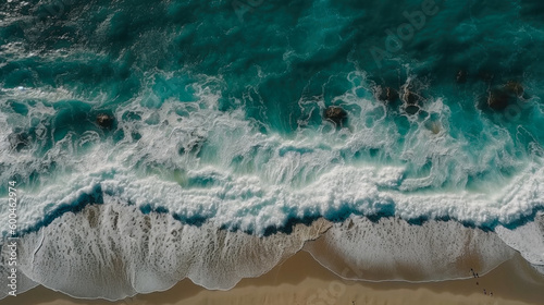 A Beautiful Beachfront Seaside View From Above, Created Using Artificial Intelligence With Sun Glare And Interesting Details