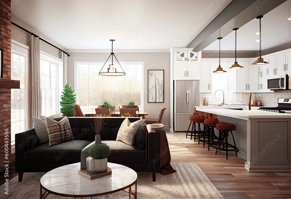 Fototapeta premium Modern and amazing living room, idea for design and building.