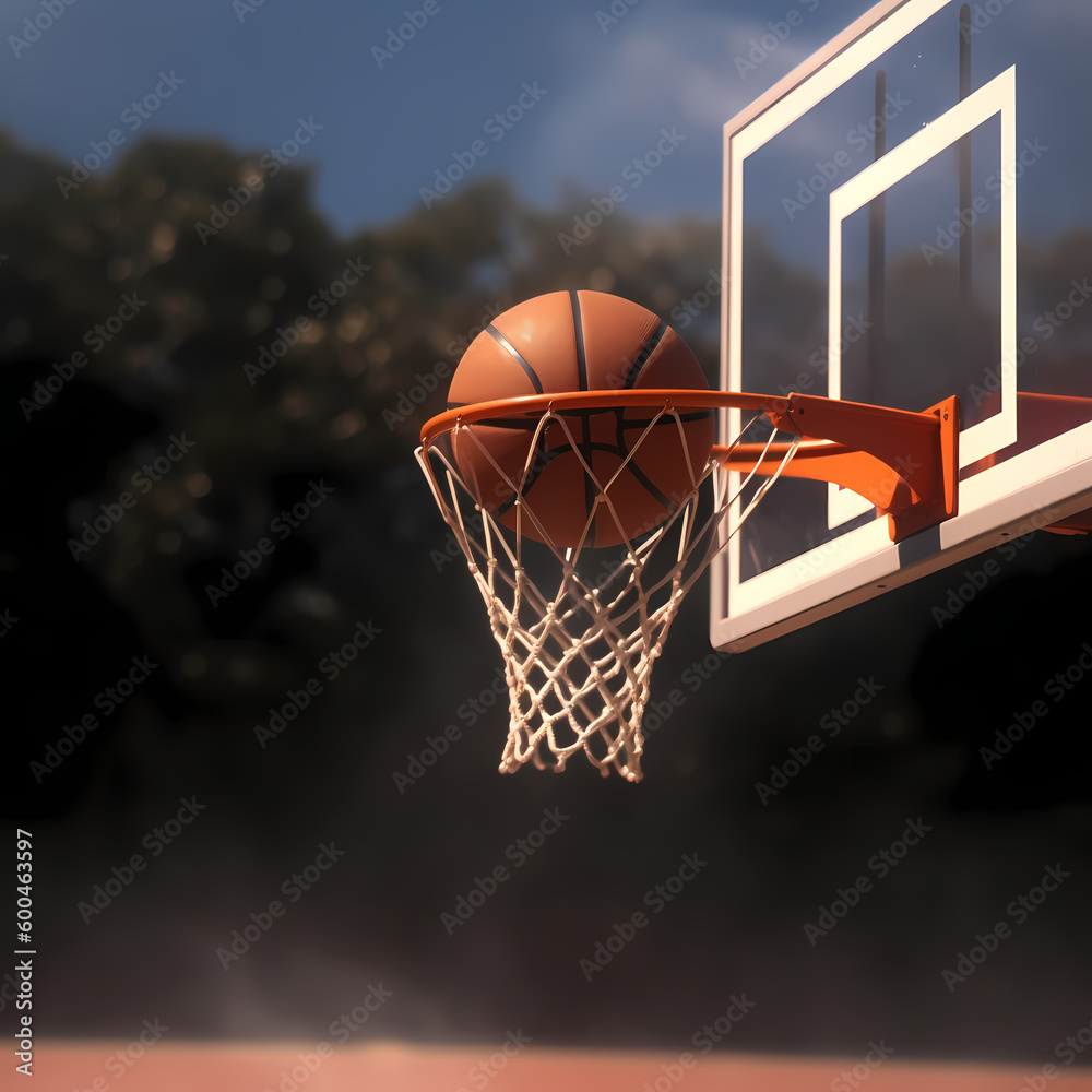 Fototapeta premium Basket Ball Shot To Ring. Generative AI