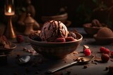 Indulgent ice cream made with rich chocolate and high-quality ingredients. Generative AI