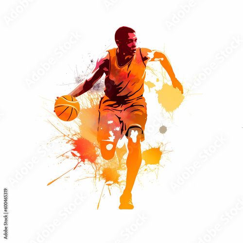 Basket Ball Player Dribbling Ball Silhouette © premiumdesign