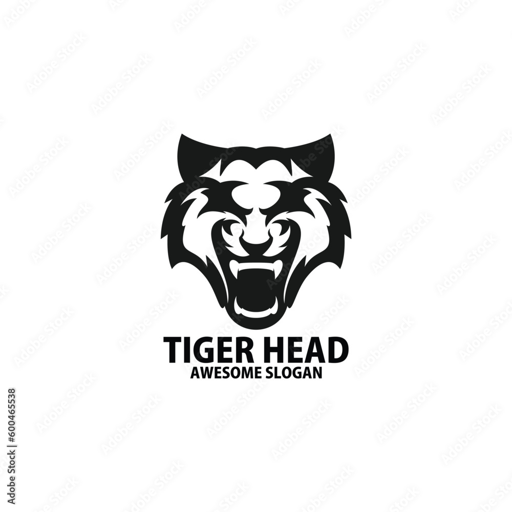tiger head logo design line art