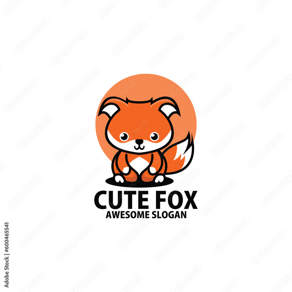 cute fox logo design colorful mascot