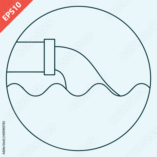 water pollution from industry.dirty waste water in the sea design vector icon flat isolated illustration
