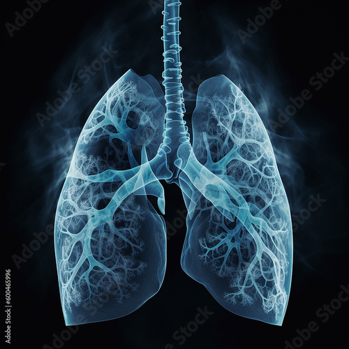 Illustration of toxic smoke in the Lung. Generative AI 