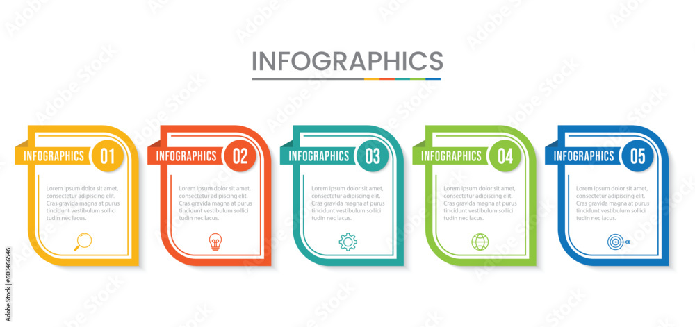 Vector Infographic design business template with icons and 5 options or steps. Vector Infographic design business template with icons and 5 options or steps.