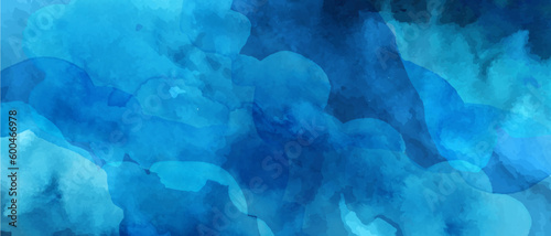 Blue, turquoise abstract watercolor abstract background, form, design element. Colorful hand painted texture, wash.
