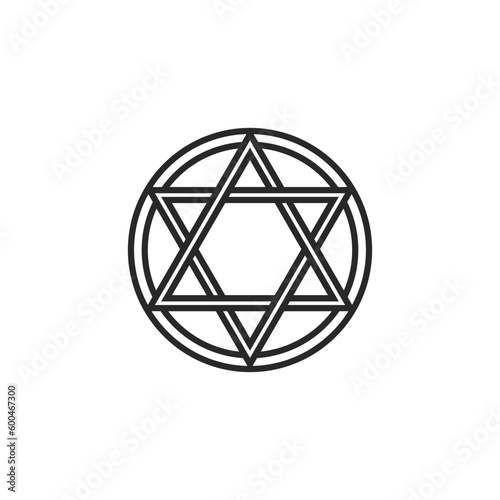 Pentagram in a circle line art element isolated. Vector element, Graphic design tattoo.