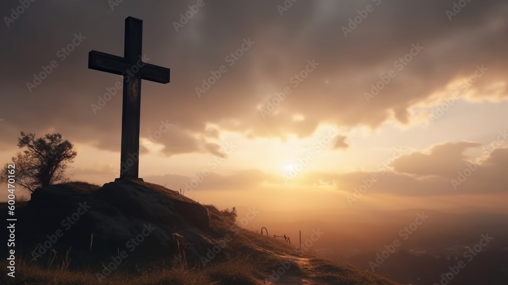 christian cross in sunlight at sunrise beautuful sigh