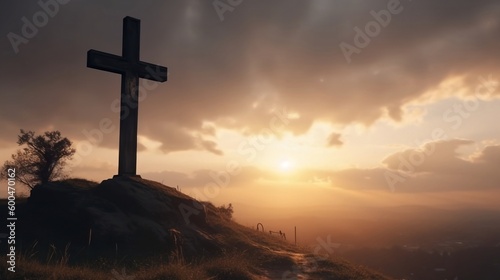 christian cross in sunlight at sunrise beautuful sigh