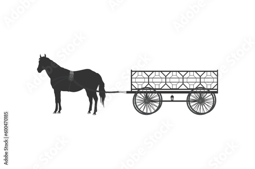 Horse-pulling wagon, transport in old times.