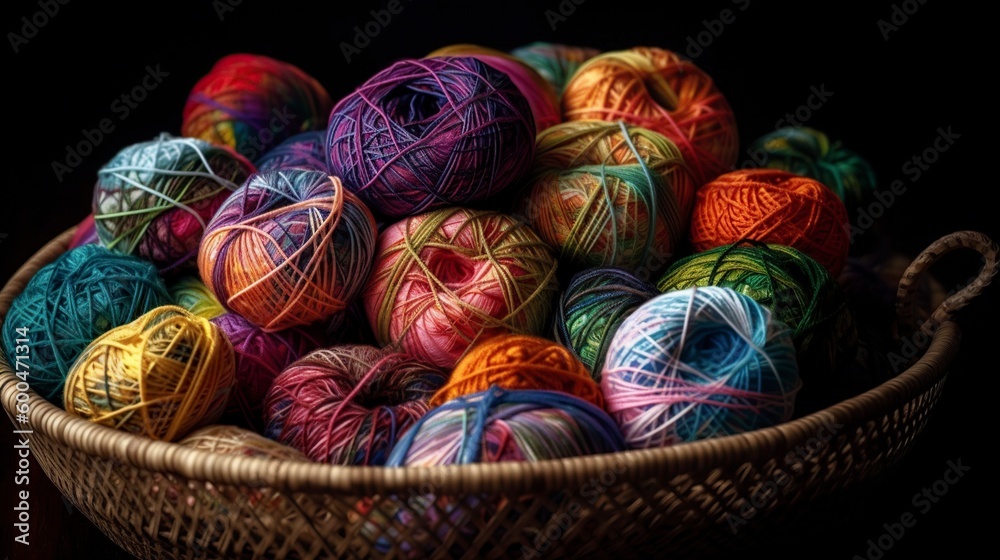 illustration, balls of multicolored thread, generative ai illustration, balls of multicolored thread, generative ai