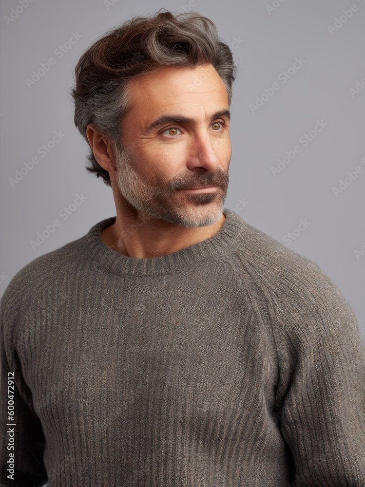 Fototapeta premium Portrait of a handsome middle-aged man in a grey sweater