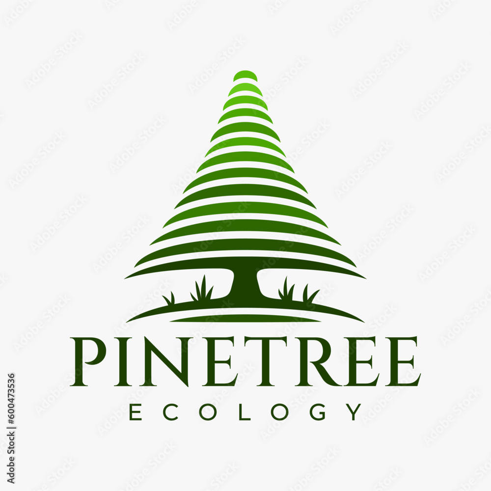 Illustrative pine tree logo design branding Illustrative pine tree logo design branding