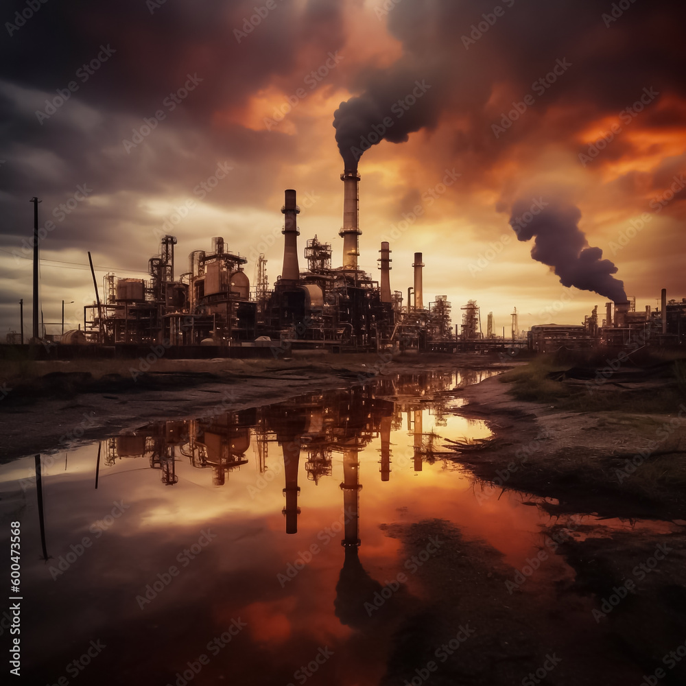 Impact of Refinery Project on Environment photo generated by AI