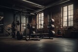 Indoor gym with workout equipment. Generative AI