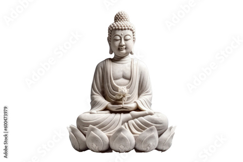 Buddha statue isolated on transparent background. PNG, Generative AI