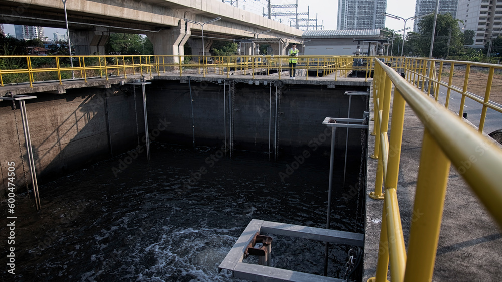 Wastewater treatment concept. Service engineer on waste water Treatment