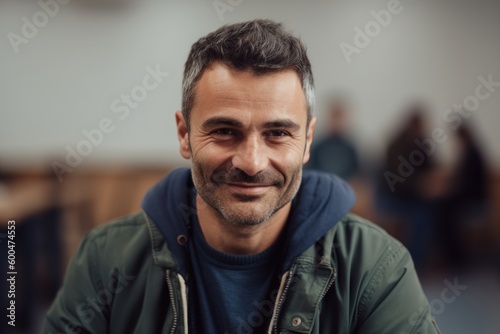 Portrait of handsome mature man in casual clothes looking at camera.