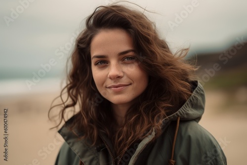 Portrait of a beautiful young woman with curly hair on the beach © Robert MEYNER