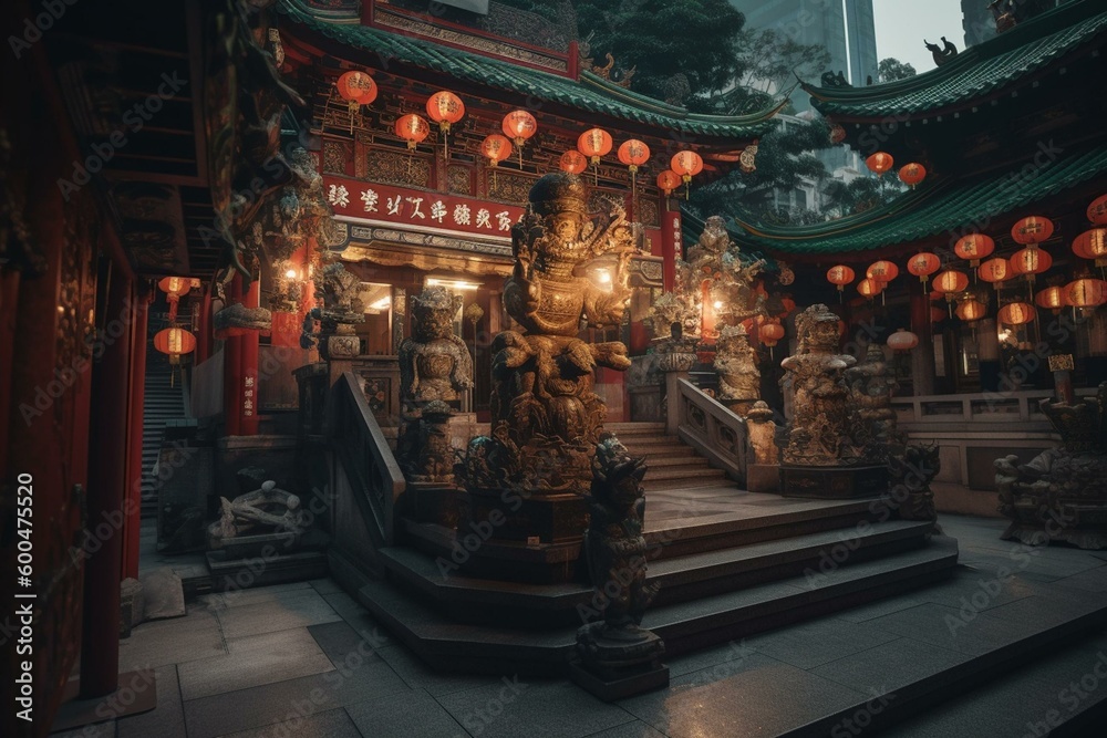 Photo of Wong Tai Sin Temple in HK. Generative AI