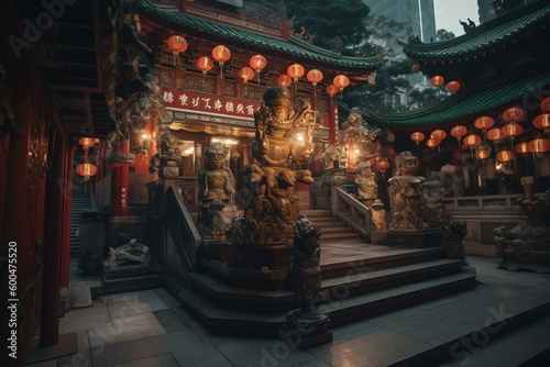 Photo of Wong Tai Sin Temple in HK. Generative AI
