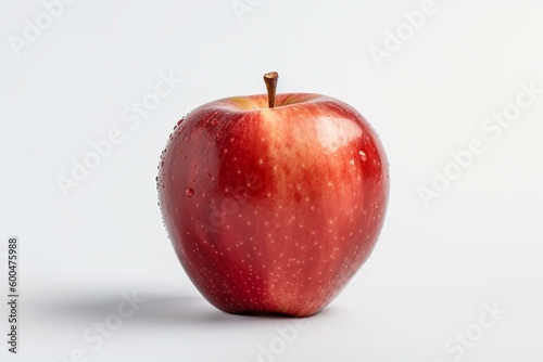 A crisp red apple on a white background in png format. Generative AI