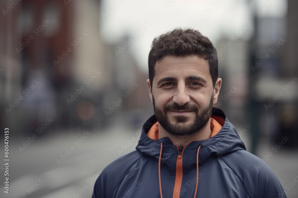 Portrait of a handsome young man wearing sportswear in the city
