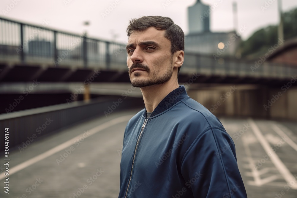 Handsome young man in sportswear posing in an urban context Handsome young man in sportswear posing in an urban context