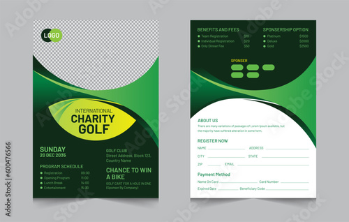 Golf tournament flyer design template, sport double side flyer for golf vector illustration eps 10