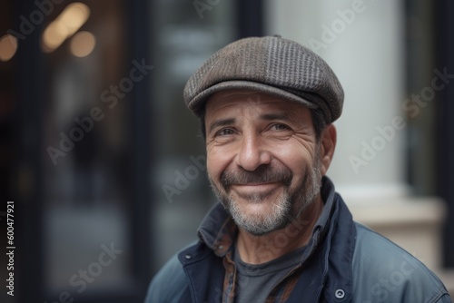 Portrait of a handsome mature man in a cap on a city street © Robert MEYNER