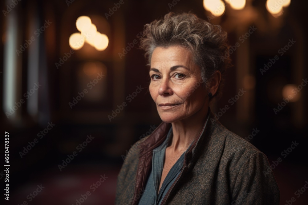 Portrait of a beautiful middle-aged woman in the interior of the hotel Portrait of a beautiful middle-aged woman in the interior of the hotel