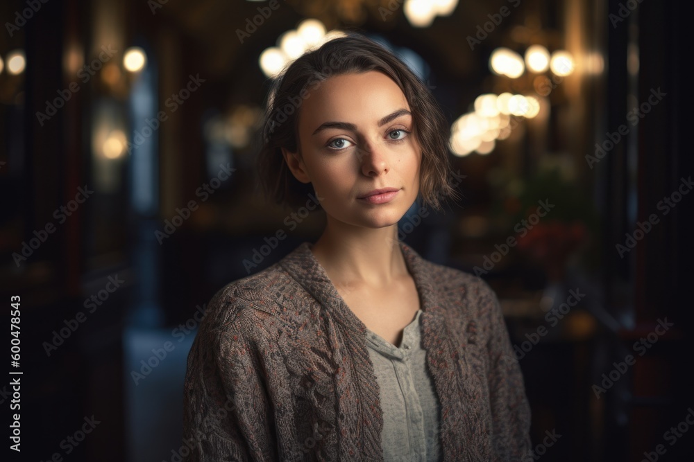 Portrait of a beautiful young woman in a cafe. Beauty, fashion. Portrait of a beautiful young woman in a cafe. Beauty, fashion.