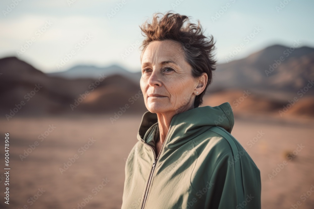 Portrait of a middle-aged woman in the middle of the desert Portrait of a middle-aged woman in the middle of the desert