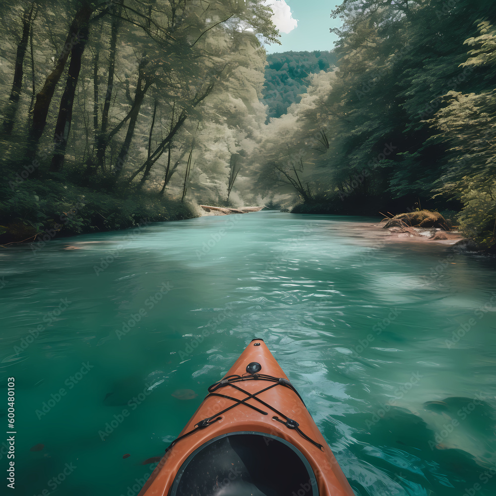 Fototapeta premium Kayak at River Forest. Generative AI